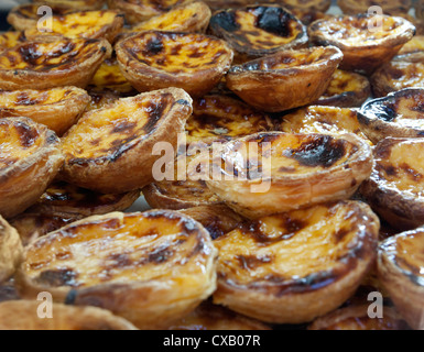 Traditional Portuguese pasteis de nata (Custard tarts), Lisbon, Portugal, Europe Stock Photo