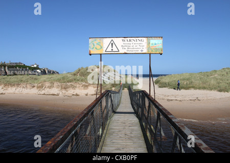 bridge to Lossiemouth beach Scotland September 2012 Stock Photo