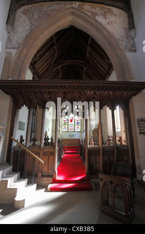 The interior of the church of St. Peter at Wolferton in West Norfolk. Stock Photo