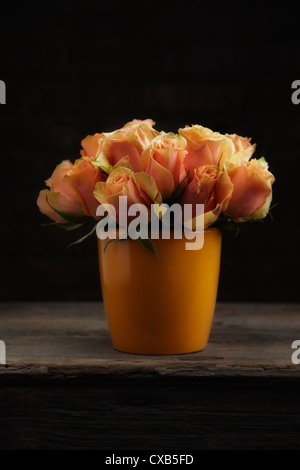 Peach, Tangelic Rose Flower Arrangement Stock Photo