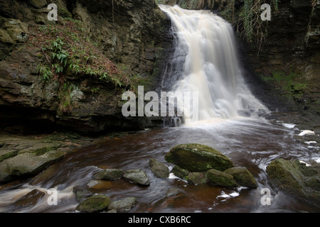 Hareshaw Linn waterfall, Bellingham, in Northumberland National Park, England Stock Photo