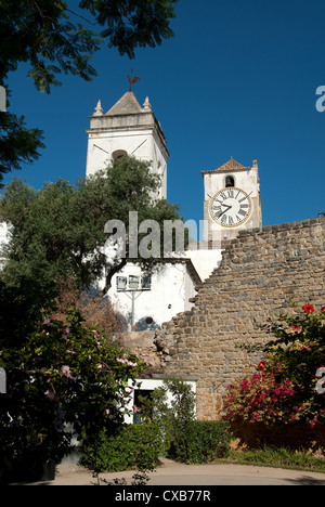 ALGARVE, PORTUGAL. The interior of Tavira castle, with the Igreja de Santa Maria do Castelo behind. 2012. Stock Photo