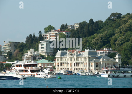 ISTANBUL, TURKEY. A view of upmarket Bebek on the European shore of the Bosphorus, with the Hidiv Sarayi on the right. 2012. Stock Photo