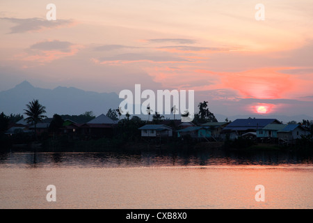 Sunset over Kuching River, Borneo Stock Photo
