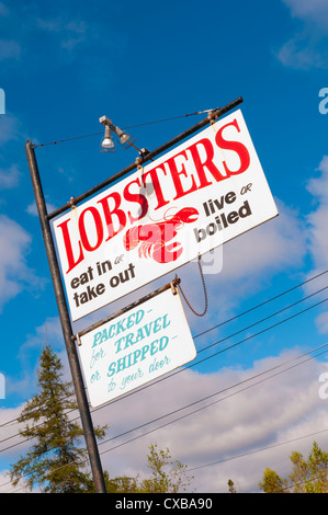 Sea food for sale signs, Mount Desert Island, Maine, New England, United States of America, North America Stock Photo