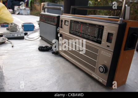vintage radio on a flea market Stock Photo