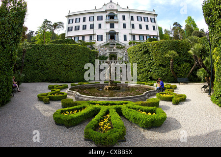 Villa Carlotta and gardens in spring sunshine, Tremezzo, Lake Como, Lombardy, Italian Lakes, Northern Italy, Europe Stock Photo