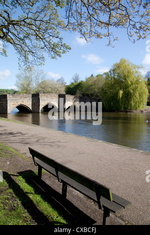 Bridge over the Wye River, Bakewell, Derbyshire, England, United Kingdom, Europe Stock Photo