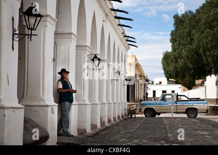 The main square (Plaza 9 de Julio) in Cachi, Salta Province, Argentina. Stock Photo
