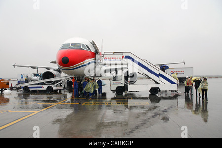 Shanghai, a unit of China Eastern on the tarmac of the airport of Pudong Stock Photo