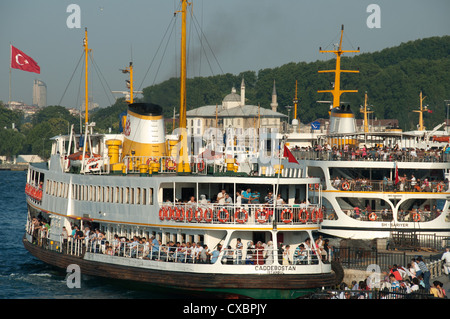 ISTANBUL, TURKEY. Bosphorus ferries on the Golden Horn at Eminonu ferry terminal. 2012. Stock Photo