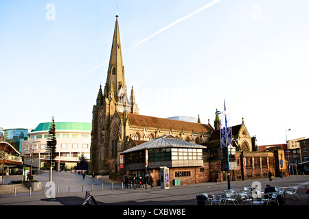 St Martins Church Birmingham Early Winters Morning next to Birmingham Bullring, City Centre. Stock Photo