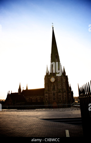 St Martins church Birmingham next to the Bullring in the city centre, West Midlands, Silhouetted against the sky Stock Photo