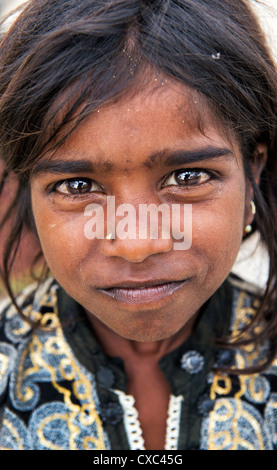 Poor Indian nomadic beggar girl Stock Photo