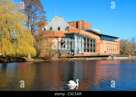 Royal Shakespeare Company Theatre and River Avon, Stratford-upon-Avon, Warwickshire, England, United Kingdom, Europe Stock Photo