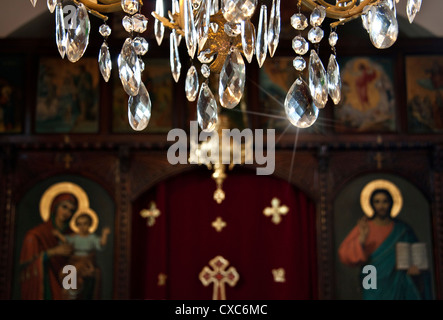 Greek (hellenic) orthodox church interior Stock Photo