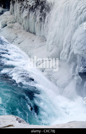 Iceland, on the famous Gullfoss waterfall Stock Photo