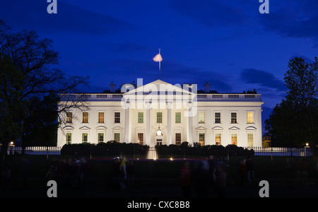 The White House at night with tourists, Washington D.C., United States of America, North America Stock Photo