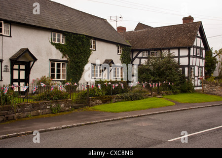 Medieval houses dwellings in the village of Pembridge Herefordshire England UK. Stock Photo