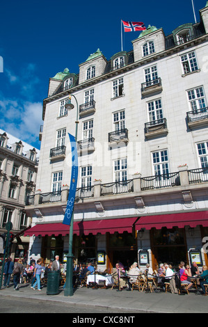 Grand Hotel along Karl Johans Gate street Sentrum central Oslo Norway Europe Stock Photo