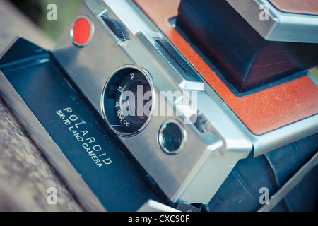 The beautiful design of an old analogic vintage camera Stock Photo