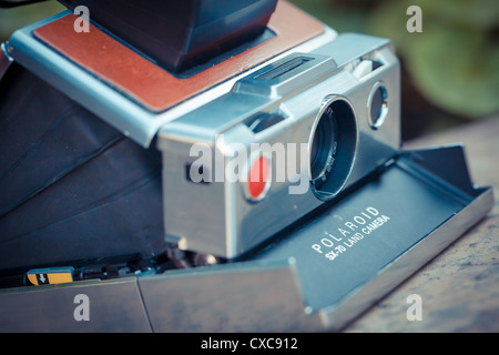 The beautiful design of an old analogic vintage camera Stock Photo