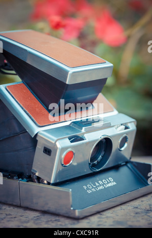 The beautiful design of an old analogic vintage camera Stock Photo