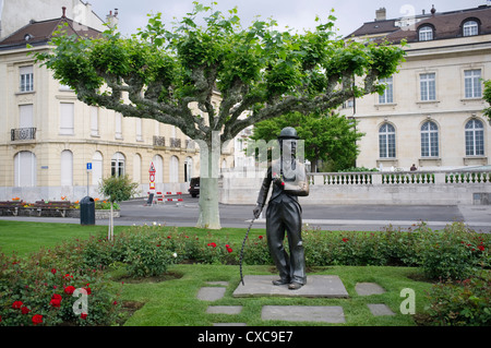 Charlie Chaplin Statue at Vevey,where the film star took refuge during the McCarthy witch-hunt era in the 1950s in the USA -2 Stock Photo