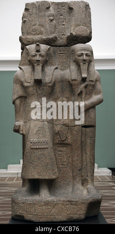 Sculpture of Pharaoh Ramesses II and the God Ptah. Granite. From Temple of Ptah, Memphis. Stock Photo