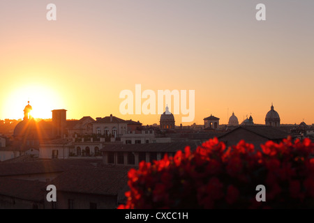 Rome, Capitol hill, Piazza del Campidoglio, view outlook over Rome sunset Stock Photo