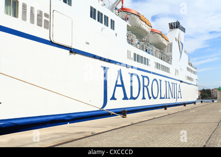 Croatian ferry in seaport, Zadar, Croatia. Stock Photo