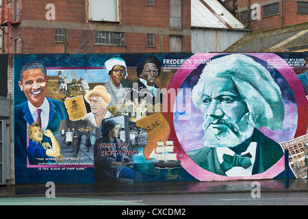 Political murals on Catholic Falls road, Belfast in Northern Ireland.