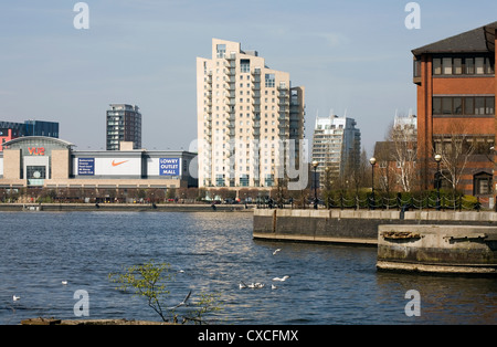 Apartment buildings  Salford Quays Salford Greater Manchester England Stock Photo