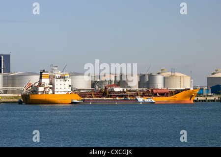 Oil tanker moored in the Port of Rotterdam