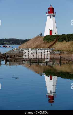 Mulholland Point Lighthouse, Campobello Island, New Brunswick, Canada, directly across Quoddy Narrows from Lubec, Maine Stock Photo