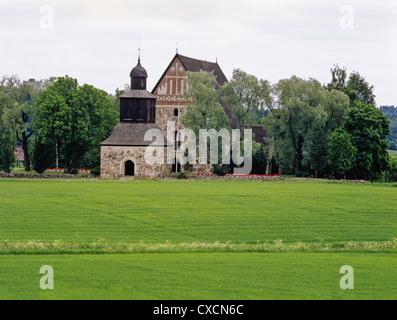The Church of St. Sigfrid (Sipoon vanha kirkko) in Sipoo, Finland was built during the years of 1450-1454. Stock Photo