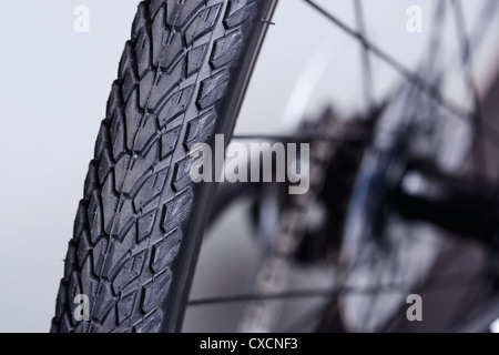 Detail of the rear tyre and wheel of a bicycle Stock Photo