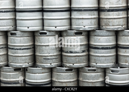 Beer Barrels outside a pub in Kilkenny, Republic of Ireland. Stock Photo