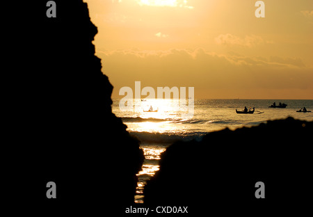 fishing boat in sunset Stock Photo