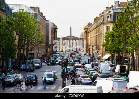 Looking along Rue Royale toward Place de la Concorde in Paris Stock Photo