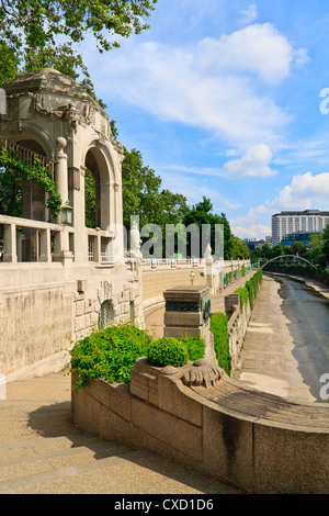 Entrance to the famous subway station in the Vienna city park (Stadtpark) built by otto wagner Stock Photo