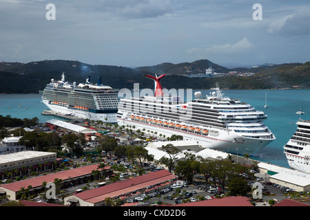 Cruise ships. Charlotte Amalie, St. Thomas, U.S. Virgin Islands, West Indies, Caribbean, Central America Stock Photo