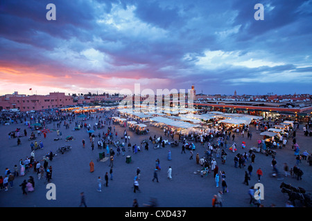 Elevated view over the Djemaa el-Fna, Marrakech (Marrakesh), Morocco, North Africa, Africa, Africa Stock Photo
