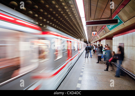 Futuristic underground Metro station decoration in Prague, Czech Republic, Europe Stock Photo