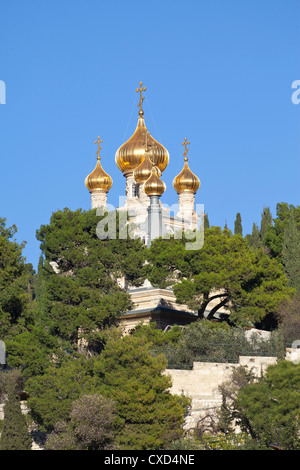 The Russian Church of Mary Magdalene on the Mount of Olives, Jerusalem, Israel, Middle East Stock Photo