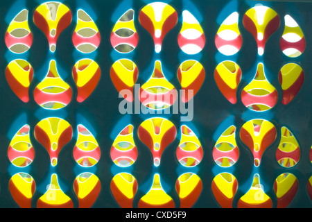 Colourful repeating patterns from plastic baskets Stock Photo