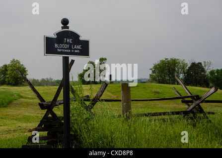 The 'Bloody Lane' at Antietam National Battlefield Stock Photo