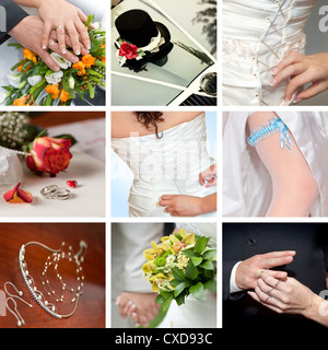 collage of nine wedding photos Stock Photo