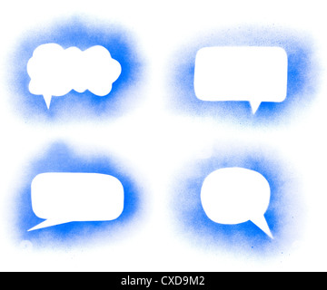 Graffiti blue paint speech bubbles set Stock Photo