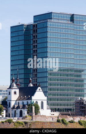 St. Heribert Greek-Orthodox church, Cologne, next to the former Lufthansa building,  new headquarters of LANXESS Germany GmbH Stock Photo